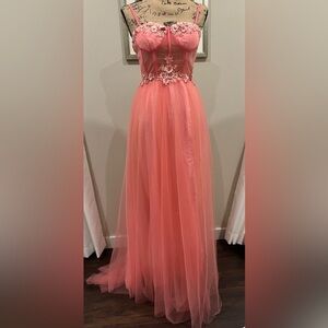 Tulle Prom Dress Embroidery Corset Straps Women's Formal Evening Party Gown Sz 2
